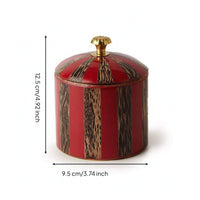 Lidded Jar with Metal Knob Cylindrical Mango Wood Canister with Lid for Vanity