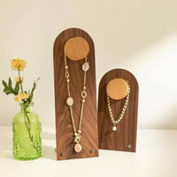 Raised Peg Wooden Necklace Display Stand Metal Feet Walnut Necklace Display Stand Tabletop