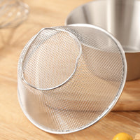 Rolled Rim Rice Washing Basket Wide Opening Fine Mesh Colander Narrow Base Stainless Steel Colander