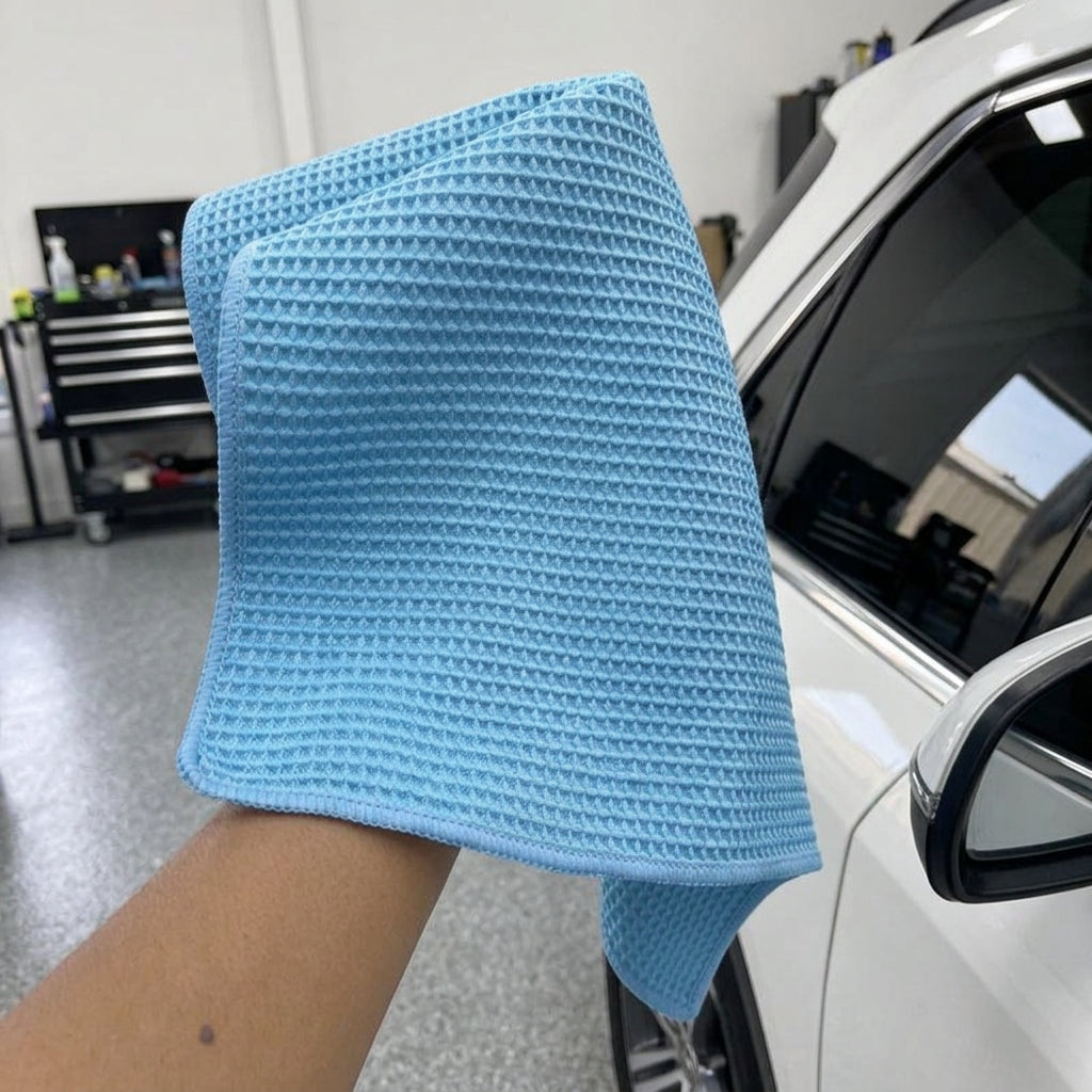 Microfibre Cloth, 300 GSM Car Drying Towel for Panes and Mirrors, 32-Ply Combed Yarn 40x40cm Glass Cleaning Towel