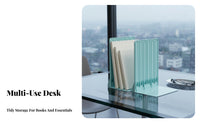 Space-Saving Expandable Desktop book stand Multi-Compartment Book Stand Large Capacity Desk Organizer adaptable for Students, educators, Adults, Study Room