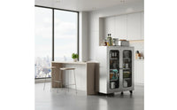 Stainless Steel Kitchen Cabinet Rust-Resistant Sliding Door Cupboard On Wheels Mobile Pantry Cabinet for Dining Room