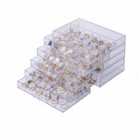 Transparent Multicompartment Drawer Organizer dustproofproof Plastic Case with Adjustable Dividers Clear View Design Jewelry Box adaptable Compartments for Hobbyists, DIY fans, Dressing Table, Bedroom, Dorm Room, Closet