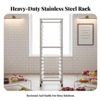 Commercial Pastry Cart Rust-Verify Rolling Bun Pan Rack Rust Verify Stainless Steel Tray Rack for Caterers, Home Cooks, Hotel, Cafeteria