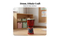 Goatskin Head Djembe Drum Beginner-Friendly Miniature Djembe Decorative Piece Percussion Instrument Portable for Children, Beginners, Music Lovers, Kindergarten, Home Decoration, Performance