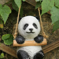 Animal Swing Ornament Jute Rope Hanging Animal Decor Swing Seat Decor Painted Cute Hanging Sculpture Outdoor Use for Yard