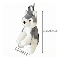 Dangling Legs Soft Toy Husky Backpack Soft Furry Realistic Husky Soft Toy Bag Top Hanging Loop Stuffed Dog Backpack for Display