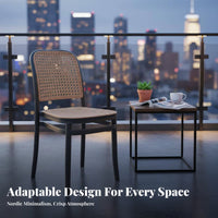 Waterproof Woven Backrest Chair Sun-Resistant Upholstered Armless Chair Sturdy Build Dining Seat Breathable Design for Interior Designers, Restaurant Owners, Patio, Balcony, Meeting Room, Office