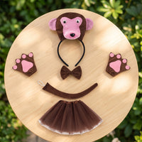 Layered Monkey Costume Accessory Kit Soft Monkey Costume Set Cute Dress-up Set with Tutu Adorable for Children, School Plays