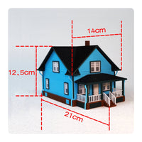 Miniature house  with Porch European-Style Gabled Roofed House Model Decorative Dollhouse for Architectural Scenes