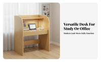 Single Person Privacy Desk Built-in Bookshelf Study Carrel with Hutch Construction scholar's Study Carrel for Adults, Teens, Library, Bedroom