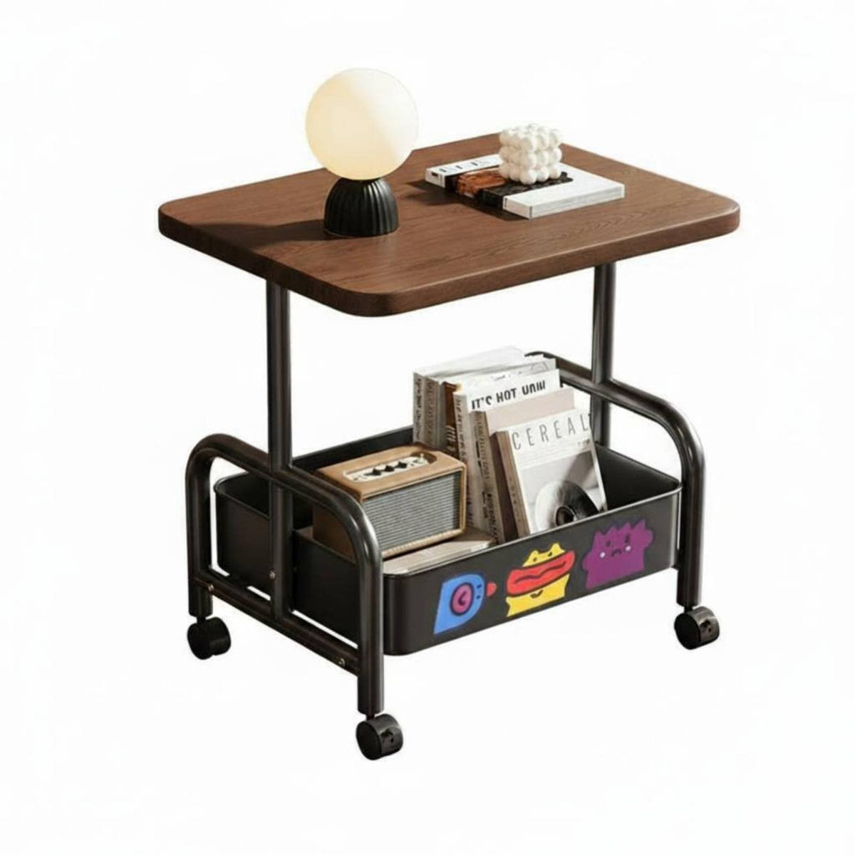 Bedside Cart Two Tier Sturdy Construction for Compact Rooms