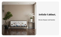 New Chinese design Painted Shoe Cabinet Landscape Painting Design Storage Furniture Wrought Iron Frame Console Table Handmade for Interior Designers, Apartment Dwellers, Entryway, Hallway, Home Decor, Living Room