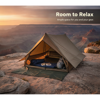 Camping Tent with Chimney Port, Waterproof, Windproof, Mesh Door, Groundsheet, Aluminum Poles
