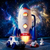 Space Playset Educational Toy Rocket Toy Space Base Toy with Astronaut Figure 4-6 Years Old Kids Birthday Present Light Up Sound Toy
