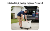 Telescoping Handle Collapsible Box Trolley Lightweight Foldable Vehicle with Table Lid All-Terrain Wheels Utility Wagon Heavy-Duty for Street Vendors, Homeowners, Camping, Outdoor, Picnic, Shopping