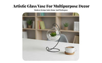 Micro Landscape Bottle Creative Gift Slanted Opening Glass Planter Functional Ornamental Glass Propagation Vase for Gardeners, Desktop, Bedroom