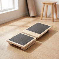 2 Pieces Wooden Foot Stretch Board with Anti-Slip Panels Angled Balance Training Device Low-Rise Slant Board Supportive for Athletes