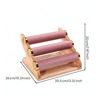 Jewelry Display Stand with Padded Surface Long-Lasting Tabletop Jewelry Holder Wooden Display Rack Simple Organizer Portable