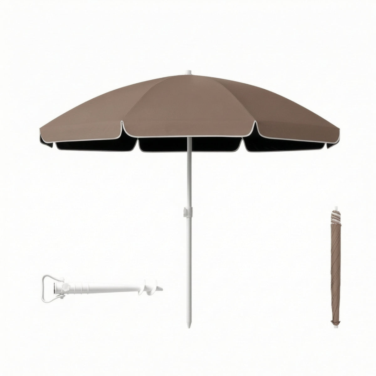 Zunchi Beach Umbrella UPF50+ Outdoor Sun Shade with Black Coating