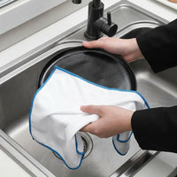 Fuzz Cloth and Glasses Cleaning Cloth, Large Microfibre Cloths for Wine Glass, 35cm x 50cm Glass Cloth with Overlock Border Binding
