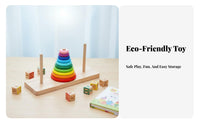 Includes Storage Box Stack of Classic Game Hand-Eye Coordination 10 Layer Rainbow Stacker Reasoning Al Thinking Development for Daycare