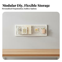 Metal Pegboard Panel Kit Space-Saving Metal Pegboard Modular Engineered Wall Mounted Organizer Panel for Hobbyists, Students, Home Office, Study Room
