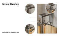 No-Drill Wall-Mounted Kitchen Hook Rack Drilling Drill-Free Installation Rotating Utensil Holder Swivel 8-Hook Wall Rack Metal
