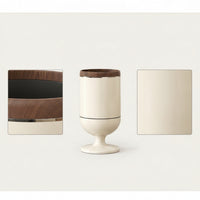 Pedestal-Base Trash Can with Wood Rim Floor-Standing Open-Top Trash Can Modern Wastebasket Minimalist for Office