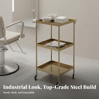 Foldable Hairdressing Trolley Stainless Steel Frame Rolling Salon Tool Cart Aesthetic Cart Work Station With Wheels