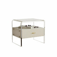 Minimalist Design two-level Transparent Cabinet Modern design 2-Tier Transparent Stand space-saving Size Bedside Table Rounded Corners for Young Adults, homeowners, Apartment Dwellers, Bedroom, Small areas, Living Room, Office