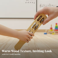 6 Jingling Discs Jingle Paddle Recessed Slots Wooden Jingle Stick Natural Wood Wooden Rhythm Stick Rounded Handle