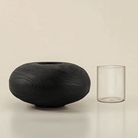 Vase with Glass Cup Soilless Growing Vase Sculptural Oval Bowl for Tabletop