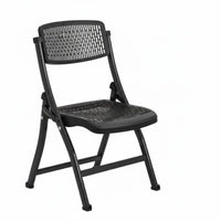 Foldable Vented Back Folding Chair With Backrest Indoor Seating Compact Desk Stool Ergonomic Design for Office Workers, Homeowners, Dorm Room, Small Areas, Garage, Outdoor Activities