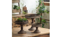 Decorative Iron Pedestal Tray Rustic Tray with Cutout Rim Farmhouse Stable for Cafes