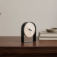 Clock with Stone Face Compact Arched Mantel Clock Minimalist Freestanding for Shelf