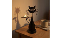Feline Candlestick Minimalist Design Feline-Shaped Candle Holder Taper Candle Holder Sculptural Metal Craft Cutout Face