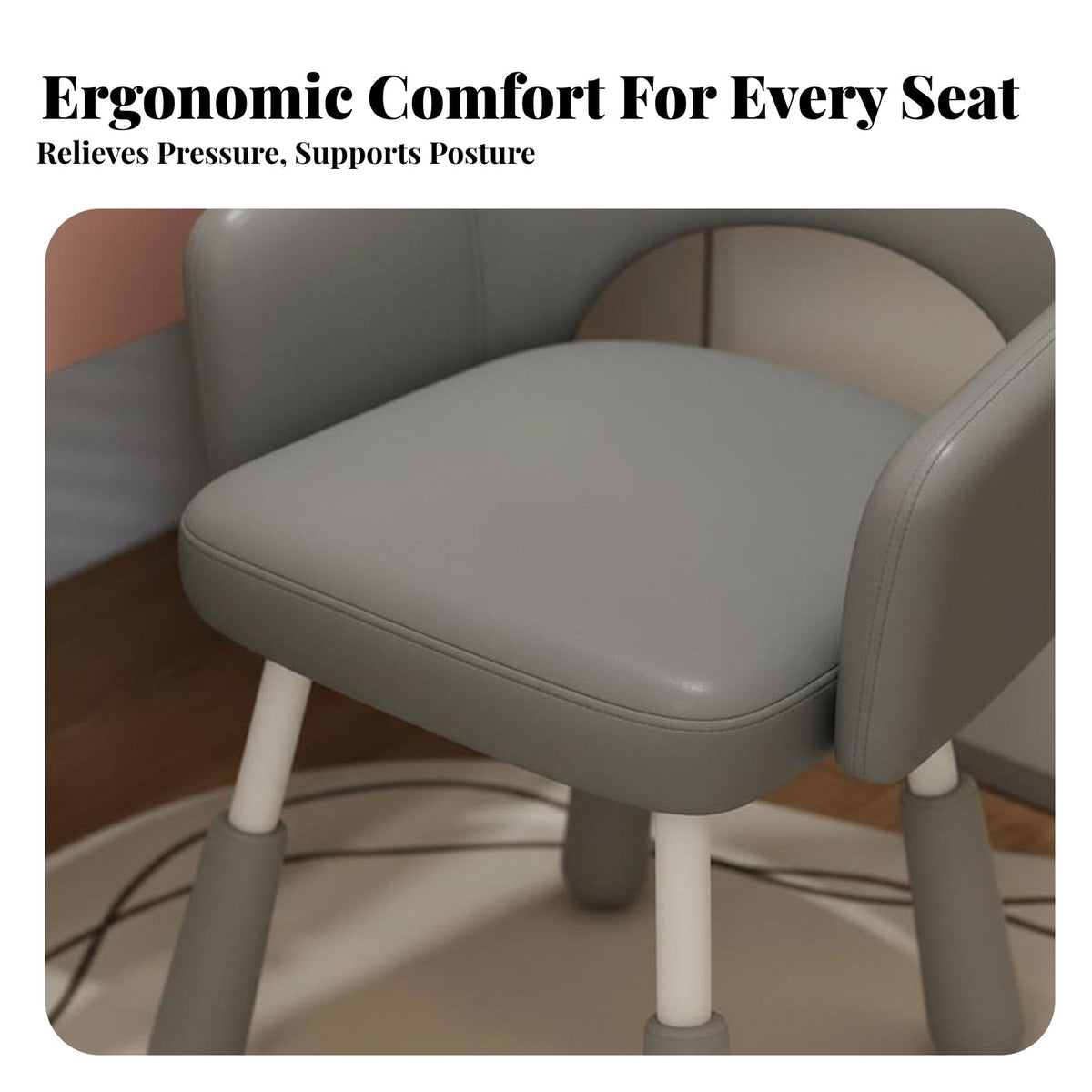 Adjustable Height Armless Vanity Chair 360-Degree rotate Home Seating mediumsupport Support Office Furniture Padded padding for Women, Students, Young Adults, Dormitory, Study Room, Bedroom