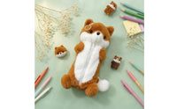 Soft Fleece Creature Fleece Pen Case Standing Design Fleece Pen Case Front Zipper School Supply Fuzzy Tail