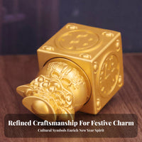 Feng Shui Chinese Wealth Seal Auspicious Design Chinese Fortunate Wealth Bag 360° Rotatable for Office Workers, Home Decor