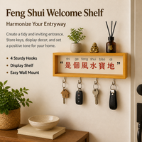 Modern Minimalist Wooden Key Holder, Wall Mounted Key Organiser with Shelf & Multiple Hooks, No-Drill Key Hanger for Entryway