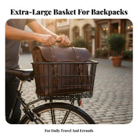 Accessible Top Rear Bike Basket Large Capacity Bike Schoolbag Carrier Sturdy Construction for Commuting