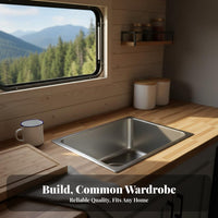 Mini Stainless Steel Sink Brushed Finish Small Single Bowl Sink Wash Basin for RV Owners, Homeowners, Kitchen, Restaurant, Outdoor