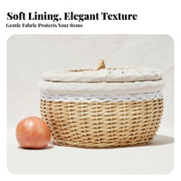 Woven Basket with Lid Handwoven Lidded Wicker Basket Easy to Clean for Kitchen