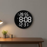 Digital Wall Clock with Temperature Electronic Digital Wall Clock with Humidity Bright Numbers for Living Room, Study
