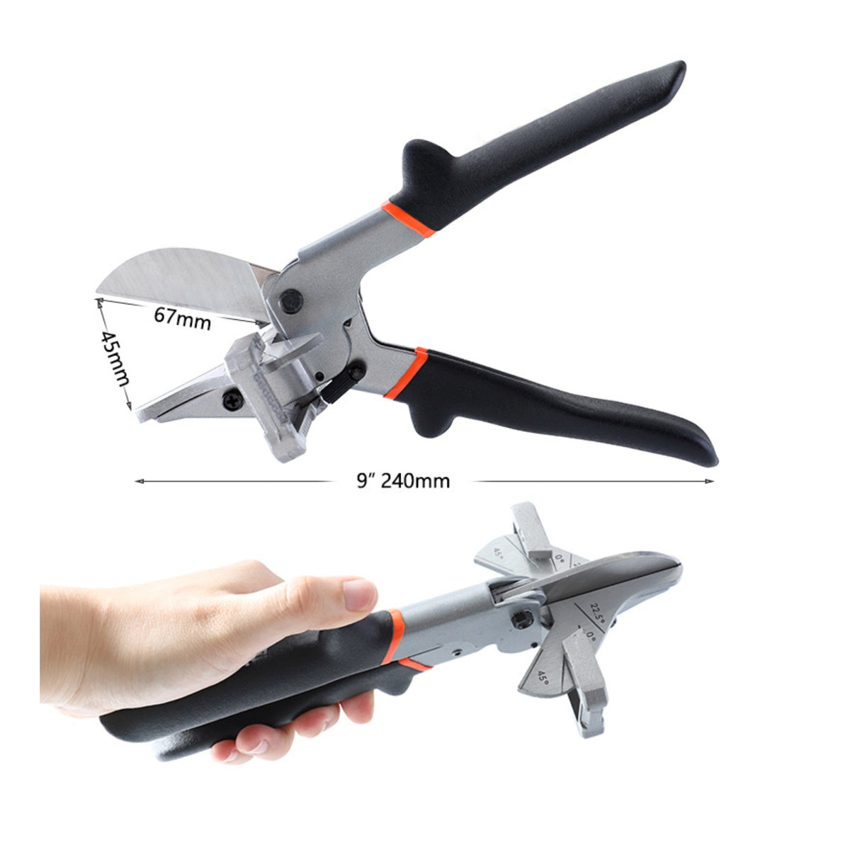 Adjustable Trim Cutter with Angle Guide Accurate Miter Shears Comfortable Grip Multi Angle Cutter Precision for Diyers, Carpenters, Electricians, Home Improvement, Woodworking, Workshop