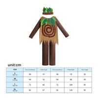 Tree Costume Spiral Motif Leafy Design Kids Clothing Tree Dress up Outfit Long-Sleeve Jagged Hem for Stage Performance