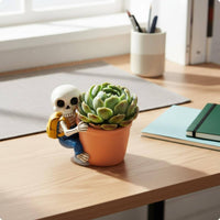 Skeleton Planter Pot Tabletop Decoration Planter Pot Easy to Clean Decor for Desk, Shelf