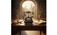 Antique Fixed-Line Phone Adjustable Ringtone Vintage Desk Phone Redial Ornate Telephone