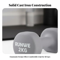2 Pieces Compact Design Lightweight Dumbbell Long-Lasting Dumbbell Set Non-Slip Grip Neoprene Coated Hand Weights Ergonomic Handle for Women, Beginners, Kids, Home Workout, Aerobics